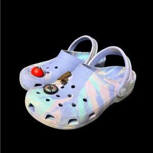 Crocs Kids' Shoes Classic Marble Tie Dye Clogs Slip On Shoes Pokémon Jibbitz J3